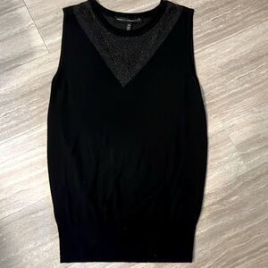 Black Metallic Semi Sheer Sweater Tank
